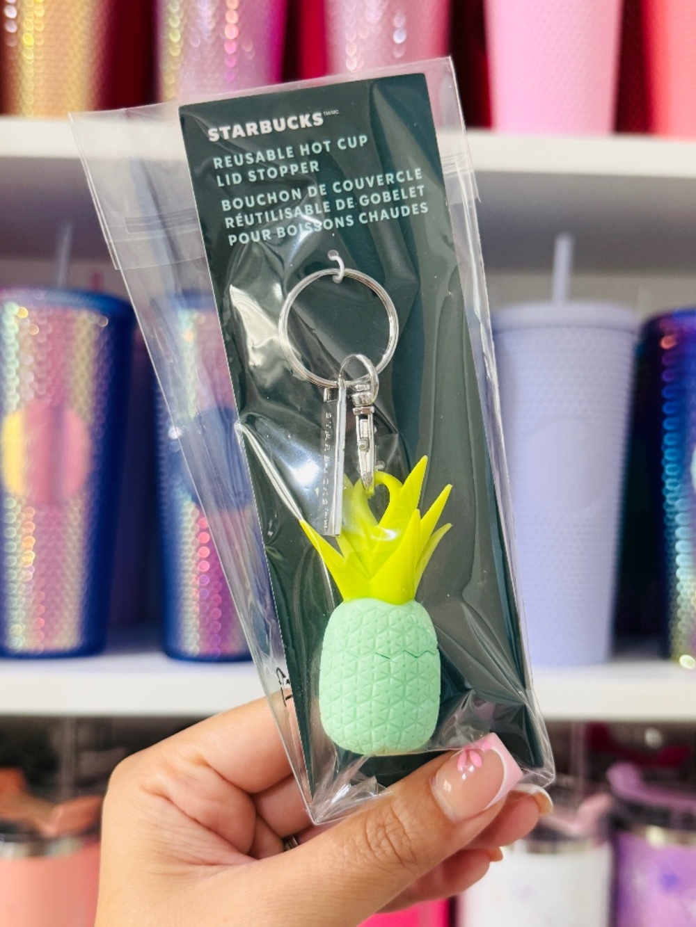 Pineapple Starbucks Reusable Hot Cup Lid Stopper Keychain
